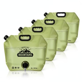 Collapsible Water Container 8L/2.1 Gallon Camping Water Jug with Adjustable Faucet, Leakproof BPA Free Food Grade Water Bag for Camping Backpack Hiking Emergency Prep (4 Pack)