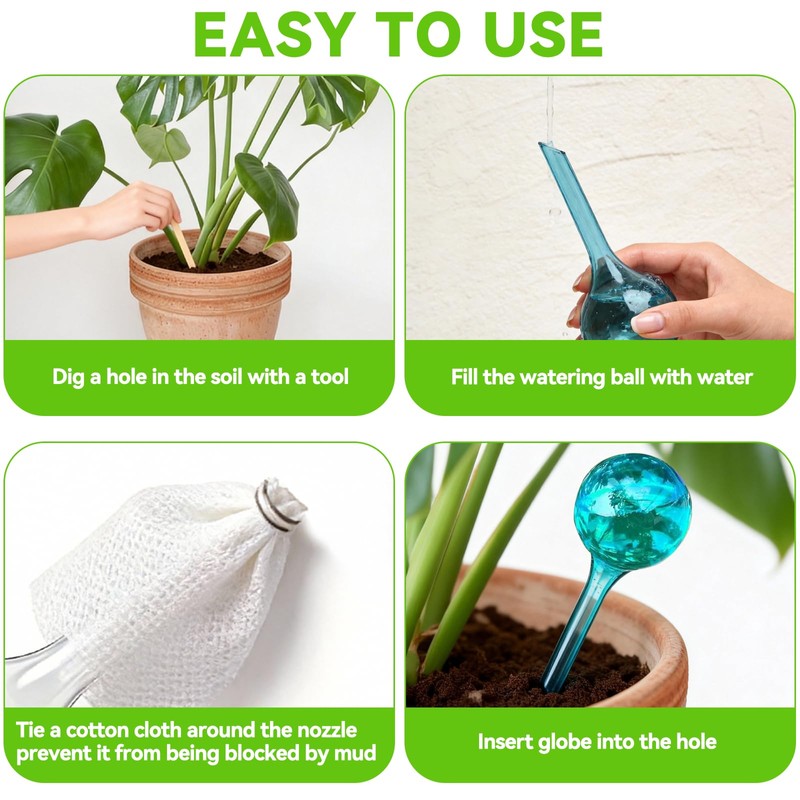 Nowaca Plant Watering Globes, 12PCS Self Watering Globes, Plastic Plant