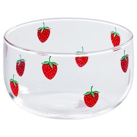 STOBAZA 1pc Strawberry Pattern Glass Bowl Chic Fruit Serving Plate for Desserts and Salad Smooth Finish and Fine Craftsmanship for Kitchen Decor and Photography