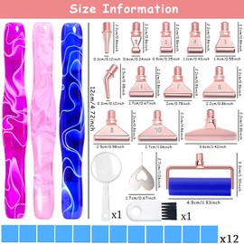 Praise V Do 5D Ergonomic Diamond Painting Art Bead Dot Drill Pen Kit with Screw Stainless Steel Silver Tip Nibs Placers Roller Tool Accessories PurPinkBriBlu