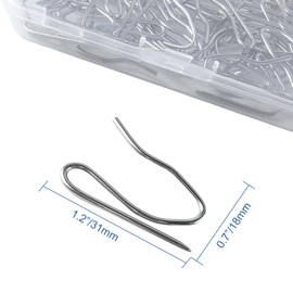 100 Pack Curtain Hooks, Rustproof Stainless Steel Heavy-Duty Offset Pin-On Drapery Decorative Hooks for Window Curtain, Shower Curtain, Door Curtain & Valances (Silver)
