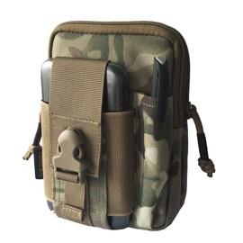 Reebow Gear Tactical Molle EDC Utility Pouch Gadget Belt Waist Bag with Cell Phone Holster Holder, Mens Unisex Womens, D30, Multicamo