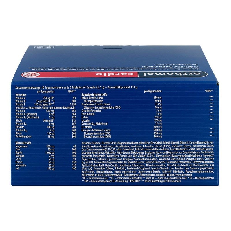 Orthomol Cardio Tablets / Capsules Pack of 30