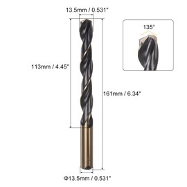 sourcing map 2pcs Jobber Drill Bits 13.5mm (0.531") Black Nitride & Gold Titanium Coated M2 High Speed Steel (HSS) Twist Drill Bits for Stainless Steel Aluminum Alloy Metal