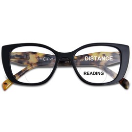 FONHCOO Bifocal Reading Glasses for Women, Blue Light Clear Top Computer Readers Anti UV/Eyestrain Eyewear with Spring Hinge(Black 2.5)