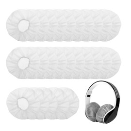 Pack of 200 Stretchy Headset Covers, Earcups, Disposable Ear Cups, Headphone Covers, for Most On-Ear Headphones (White)
