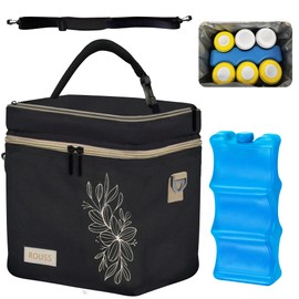 Rouss-Breastmilk Cooler Bag with ice Pack, with Space for up to 6 Baby Bottle breastmilk Cooler Bag, Easy to Carry. Whether for Travel, picnics, Nursery, Park or in The Office.