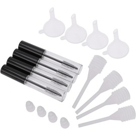 Uonlytech Kit de Tubo de Pestañas Vacío 4 Piezas de 10ml con Aplicador y Pipetas para Aceite de Ricino, Plástico Transparente y Fácil de Usar para Rímel Casero