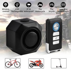 KCMYTONER Electric Bike Alarm with Remote Controller,Bicycle Alarm System Anti Theft, Bike Alarm, Car Vibration Alarm USB, IP65 Waterproof,Safety Alarms for Vehicle Trailers and Motorcycles,1PK
