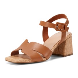 Rockport Women's Georje Heeled Sandal, Brown Leather, 8