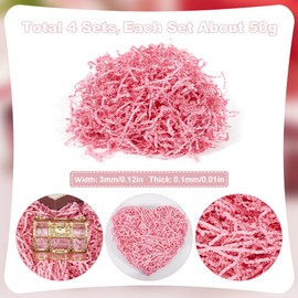 SOFPLATE 4 Sets 7oz Pink Basket Filler Paper Crinkle Wrapping Filler Cut Shredded Wrinkle Confetti Box Shipping Packing Gift Filling for DIY Wedding Christmas Birthday Mother's Day Packing Gift Decor