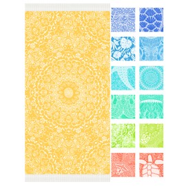 Vikumond Thin Turkish Beach Towel Lightweight Soft Cotton Extra Large XL Oversized Sand Free Sandproof Absorbent Quick Dry Towels Cloud Bath Pool Travel Compact Essentials Accessories for Adult Gifts