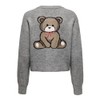 ONLY ONLTeddy Women's Knitted Cardigan with Teddy Motif, Medium Grey