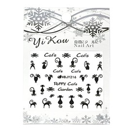 3-D Nail Sticker model black cats HBJY216