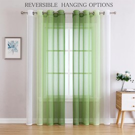 G2000 Sheer Curtains & Drapes 84 Inches Long Green and White Ombre Curtains for Bedroom Living Room Window Curtains Light Filtering Curtains Grommet Curtains for Patio Sliding Glass Door 2 Panels Set