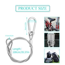 Set of 4 5 mm Stage Light Safety Cable with Loop and Hook, 1 m Stainless Steel Safety Rope Wire Rope for Hanging DJ Stage Lighting Par Light Moving Head Light, Max. Load Capacity: 100 kg