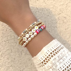 Mama Bracelets for Women Mama Bead Bracelet Heishi Beaded Bracelets Stackable Beads Boho Bracelet Mother Bracelet Gifts for Mom Mama Mother