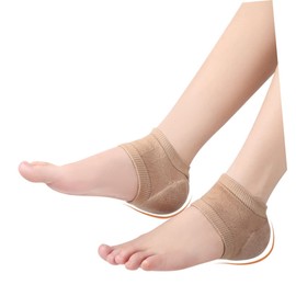Healeved 2pairs Moisturizing Heel Sleeves for Men Women Comfortable Elastic Cracked Heel Protectors Skin Color and Material for Enhanced Shock Absorption and Ventilation