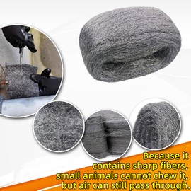 Steel Wool Against Mice Steel Wool Fine Steel Wool 0000# with Work Gloves Scissors for Holes Wall Cracks of Home Garden Garage Cleaning Polishing Pack of 2