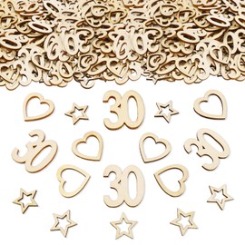 ParPix Pack of 150 Wooden 30th Birthday Decoration Confetti, Heart Star Confetti Decoration 30th Birthday Decoration, 30th Birthday Man Woman, Table Decoration 30th Birthday Women Men, 30s Birthday