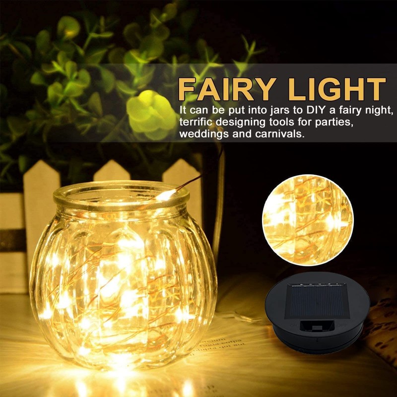 Solar-Replacement Top Lantern Waterproof String - 2 Packs Round Panels