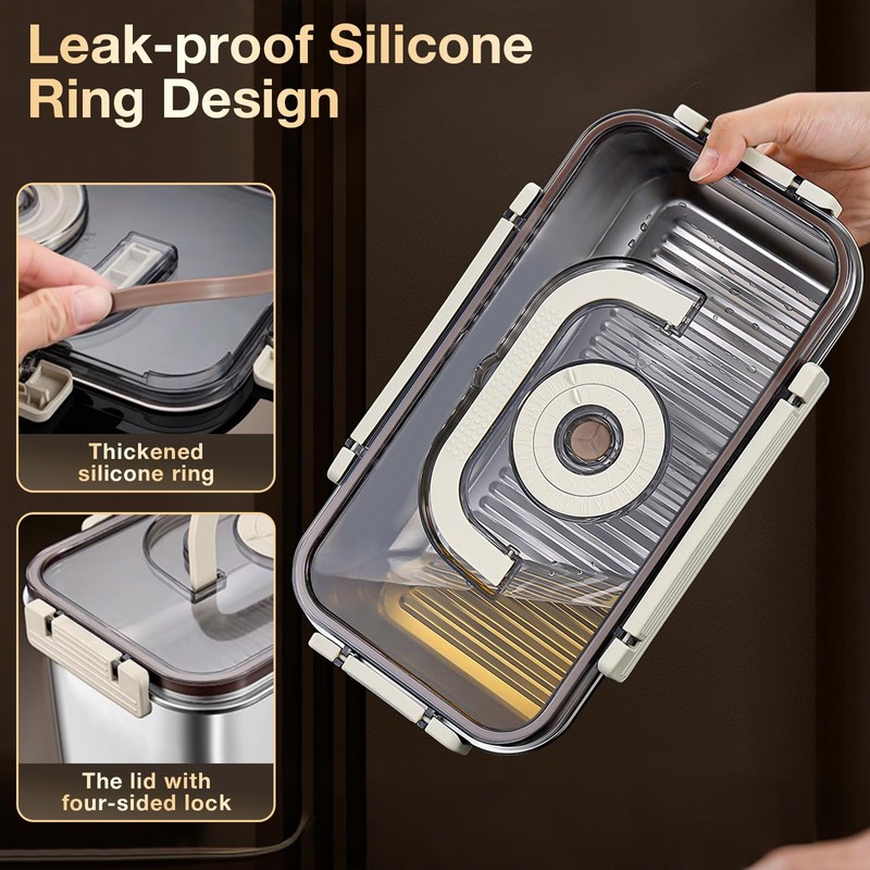 Stainless Steel Bread Box with Handle - a sealed bread
