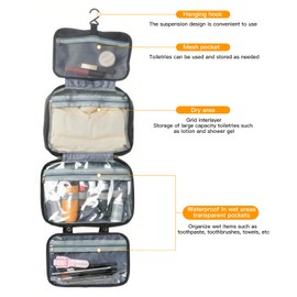 Linzrcrry Toiletry Bag Women's Toiletry Bag Men's Cosmetic Bag for Hanging Travel Wash Bag Waterproof Beauty Case Women Makeup Travel Bag, black