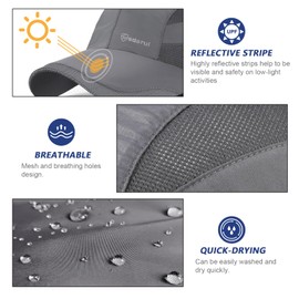 AYPOW Quick-Drying Baseball Cap Men Women 2 Pieces Cooling Breathable Mesh Running Hats Foldable Adjustable Sun Protection Running Cap Baseball Cap Sports Hat Outdoor Sports Summer, Dark grey + light