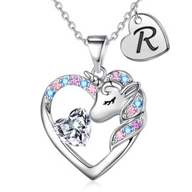 IEFIRCH Stocking Stuffers for Kids, Stocking Stuffers for Teen Girls 16-18 Unicorns Gifts for Girls Kids Initial R Necklaces for Girls Jewelry for Teen Girls Gifts Kids Stocking Stuffers