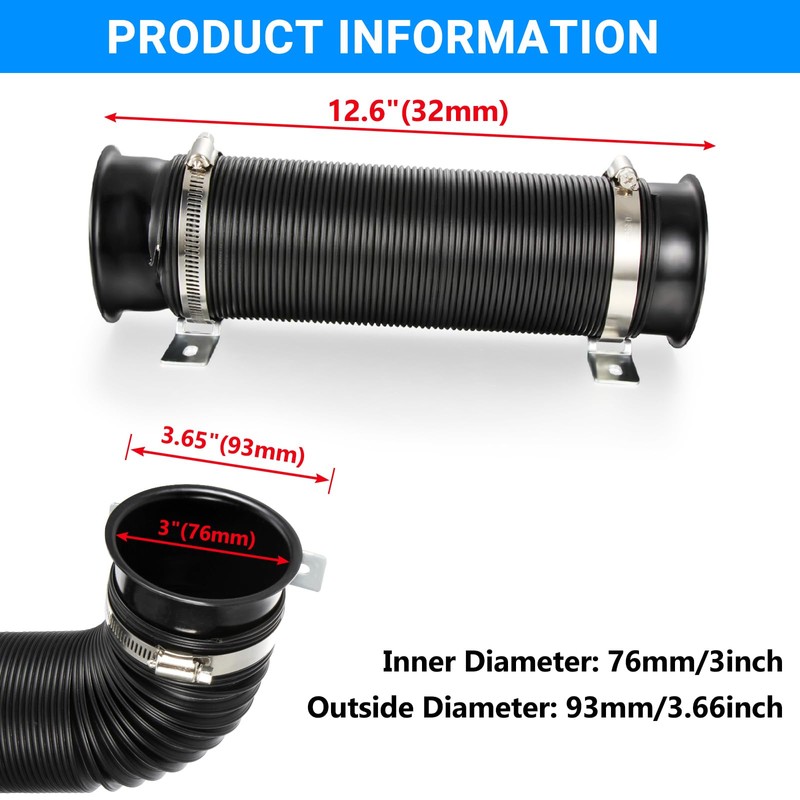 Twilight Garage Universal 3"(76mm) Cold Air Intake Feed Flexible Duct