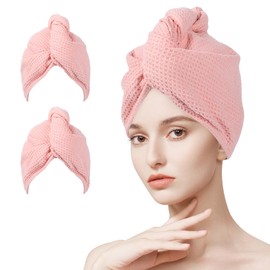 Srragl 2 Pcs Microfiber Hair Towel Wrap - Quick Dry Hair Towel Wrap for Long, Short, Thick, Curly Hair, Hair Caps for Women, Men, Kid (Red*2)