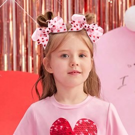 YanJie Valentine's Day Hair Bow Clips Love Heart Hair Clips Red Pink Bowknot Hair Barrettes Heart Lip Print Boutique Alligator Clips for Toddler