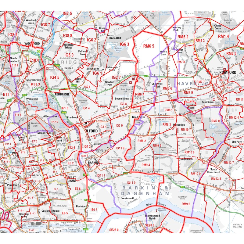 Greater London - Postcode Sector Map 8 - Wall Map