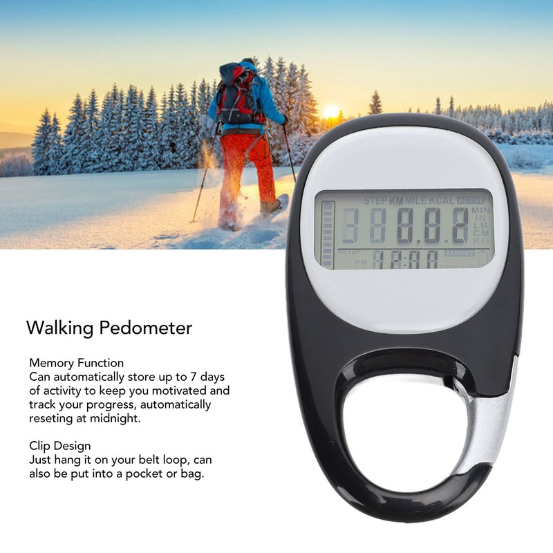 Walking Pedometer Multifunctional Memory Clip On Step Counter For Travel