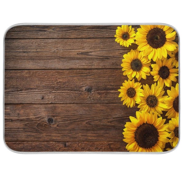 Sunflower Wood Dish Drying Mat, Absorbent Dish Drying Mat for
