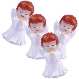 STOBOK 4pcs Kawaii Angel Figurines Adorable Birthday Decorations Hand-Painted Angel Statues for Home Decor Unique Winged Sculptures for Showers and Boys and Girls Parties