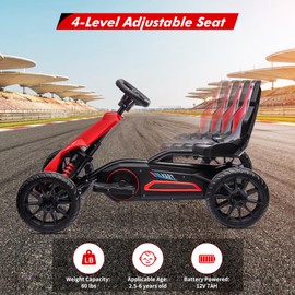 Electric Go Kart for Toddlers,12V Drift Kart with 7Ah Battery 35W Motor, High/Low Safety Speed Max 2.8MPH for Child, Max Load 66lbs, Electric Vehicle Toy for Christmas Birthday Gift, Red