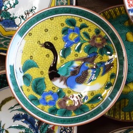Stylish Kutani Ware Dish, Specialty, Bean Plate, Yoshidaya Twin Duck Figure, Pottery, Small Plate, Serving Plate, Japanese Tableware