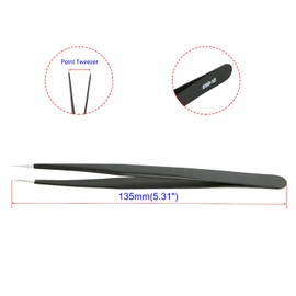 Aopin ESD-12 Anti-Static Precision Tweezers, Anti-Static, Multifunctional, Polished Edges, Suitable for Electronic Repair, Laboratory, Jewelry Making, 4 Pieces Black