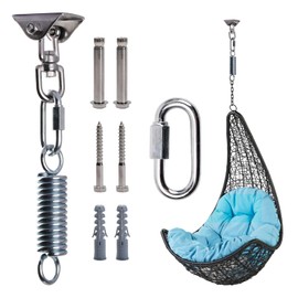 Heavy Duty Swing Hanger Hook, 304 Stainless Steel Hanging Swivel Hammock Hooks with Screws Buckle Spring, 450kg Capacity, 360° Swing Chair Ceiling Bracket, Suspension Hooks Kit for Concrete Wooden Set