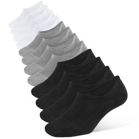Closemate No Show Socks Mens Womens Invisible Non Slip Cotton Socks 6 Pairs Low Cut Casual Socks(2Black2White2Grey, Size L)