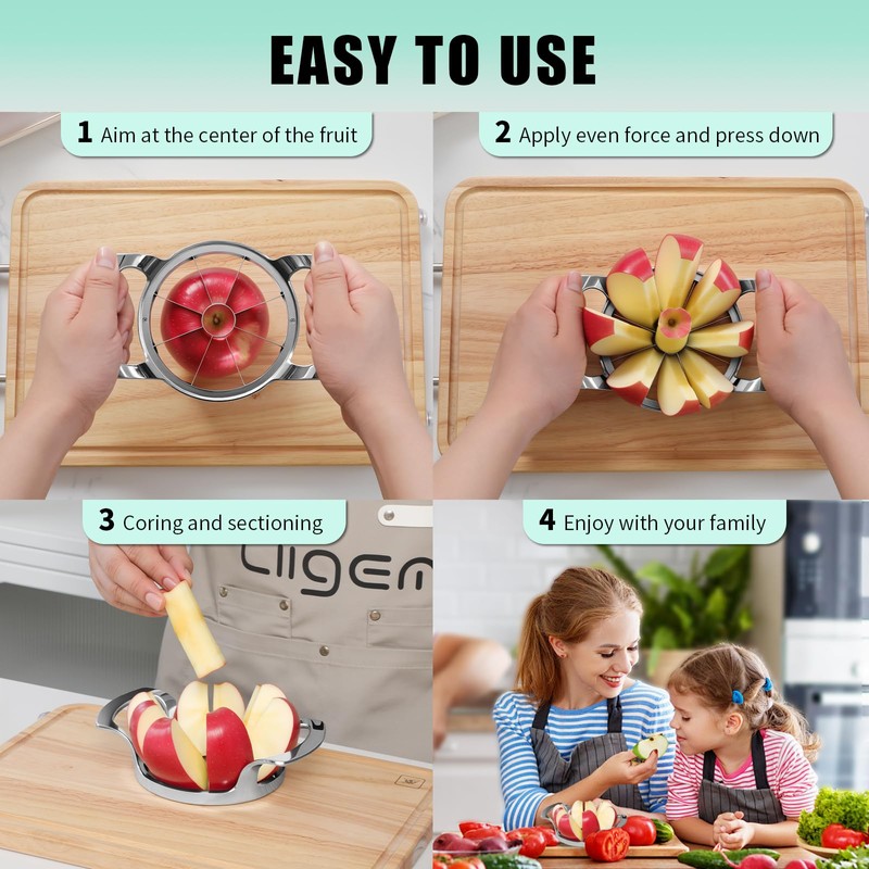 LIIGEMI Apple Core Slicer - Easily Cut Smooth Apple Slices