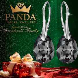 Earrings 925 Silver Hanging, Earrings Hanging with Crystals, Choose Jewellery for You, Bet on Silver Earrings in the Shape of a Pear, Silver, Crystal