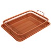 Non-Stick Baking Tray with Grill Crispy Basket Copper Crisper Air