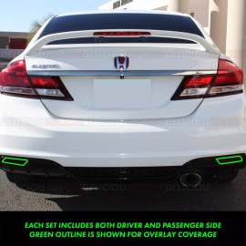 Deliciousticker For 2013-2015 Civic Sedan SMOKE Rear Reflectors Overlays Tint Decals Vinyl