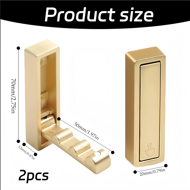 hioseyre 2 Pcs Foldable Wall Hooks,Gold Hooks for Hanging Heavy