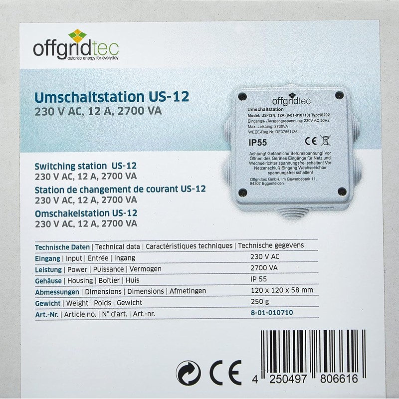 Switch Station for Power Priority Switch Ups Control WT US230/12