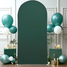 6.6FT Hunter Green Arch Cover - Spandex Fitted Wedding Arch Stand Covers Round Top Chiara Arch Backdrop Cover for Birthday Party Banquet Photo Background Decoration