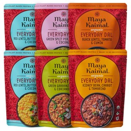 Maya Kaimal Foods - Organic Indian Everyday Dal - 6 pack variety of 10oz Ready to Eat Meals - Fully Cooked - Vegan - Kosher - Microwavable - made from Lentils, Beans, Squash, Coconut, Peas