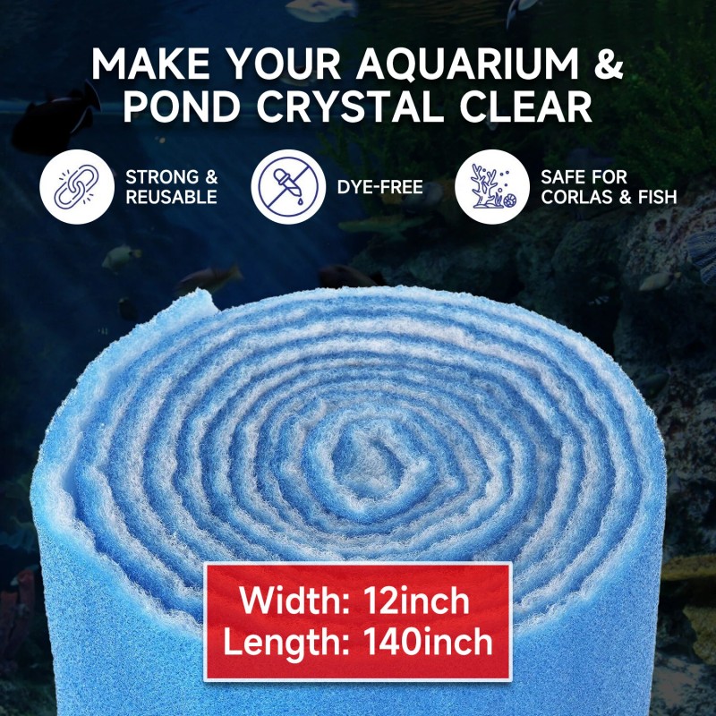 MGT 140 Inch BLUE BONDED AQUARIUM FILTER MEDIA PAD 12"